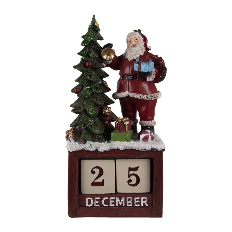Clayre & Eef Figur Weihnachtsmann 16x10x34 cm Rot Grün Kunststoff