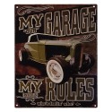 Clayre & Eef Plaque de texte 20x25 cm Marron Noir Fer My Garage