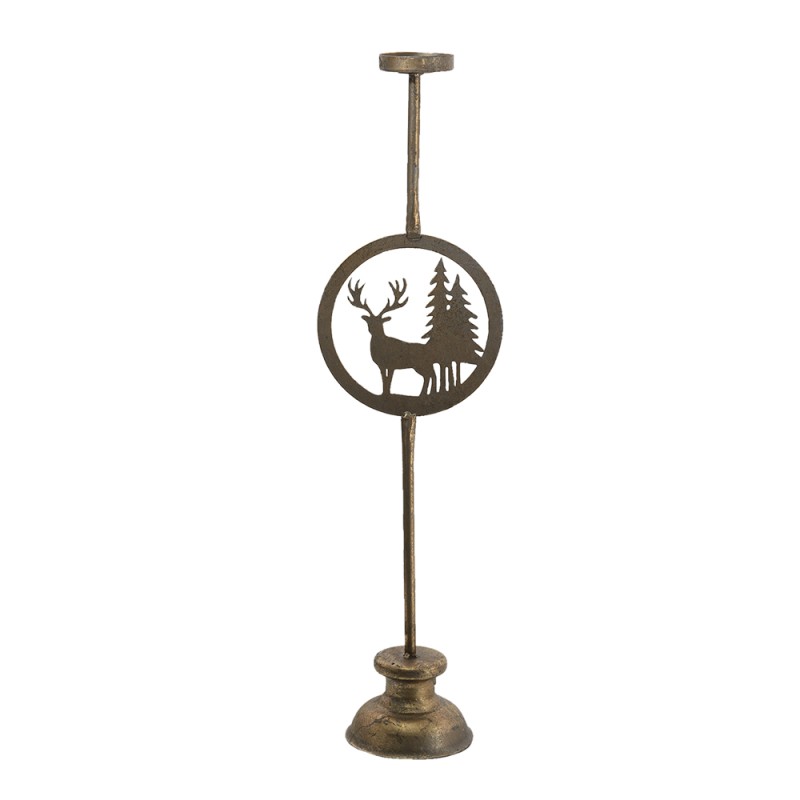 Clayre & Eef Candle holder 13x9x48 cm Copper colored Metal Reindeer