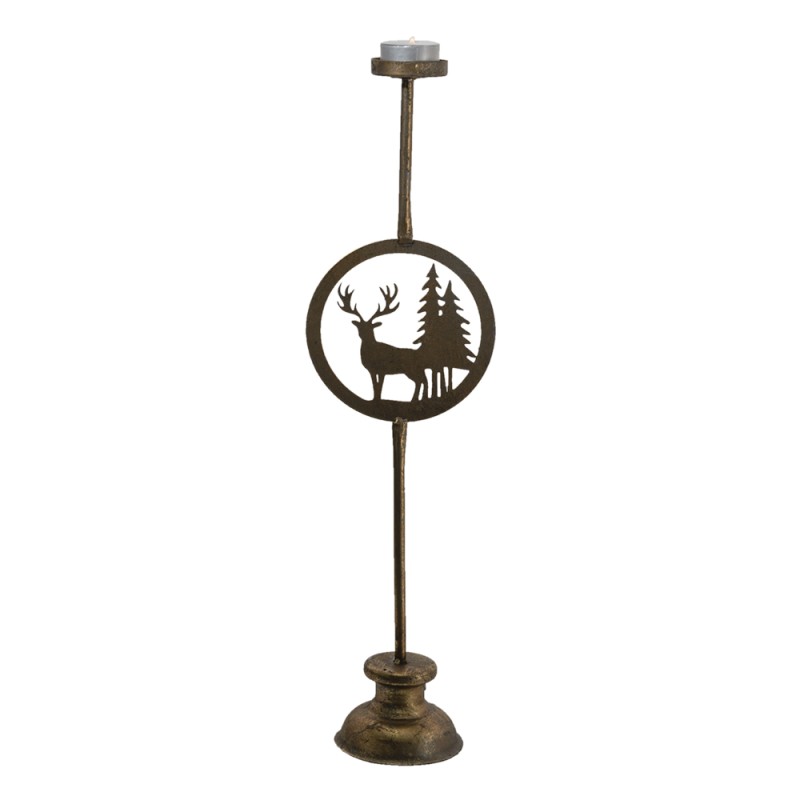 Clayre & Eef Candle holder 13x9x48 cm Copper colored Metal Reindeer