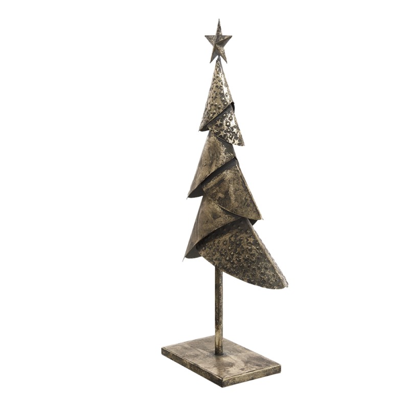 Clayre & Eef Beeld Kerstboom 25x12x55 cm Koperkleurig Ijzer