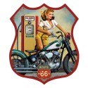 Clayre & Eef Tekstbord  30x35 cm Rood Ijzer Route 66