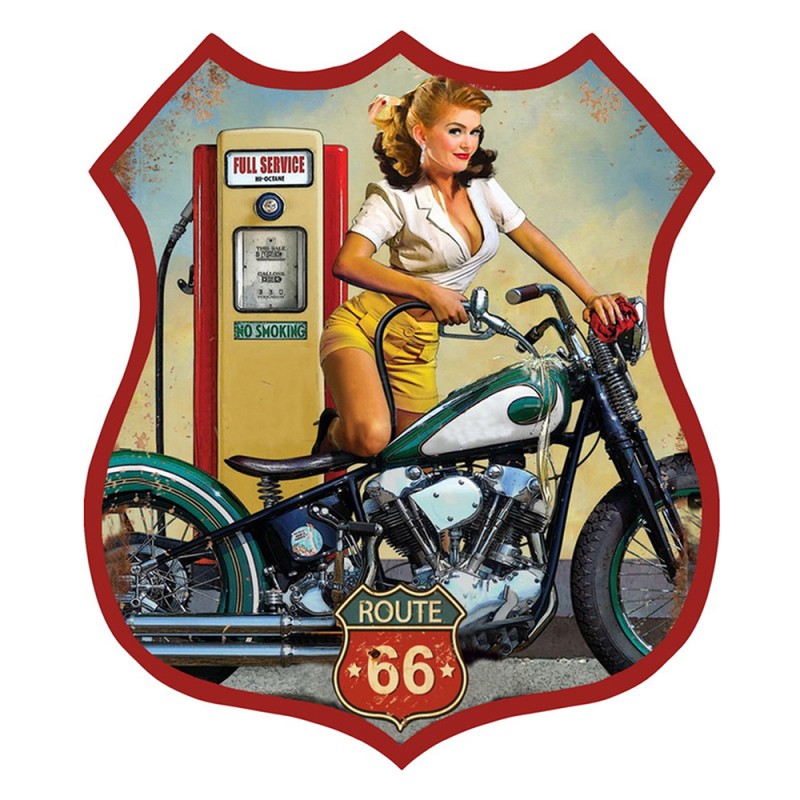 Clayre & Eef Textschild 30x35 cm Rot Eisen Route 66