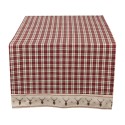 Clayre & Eef Table Runner 50x140 cm Red Beige Cotton Rectangle Diamond and Deer