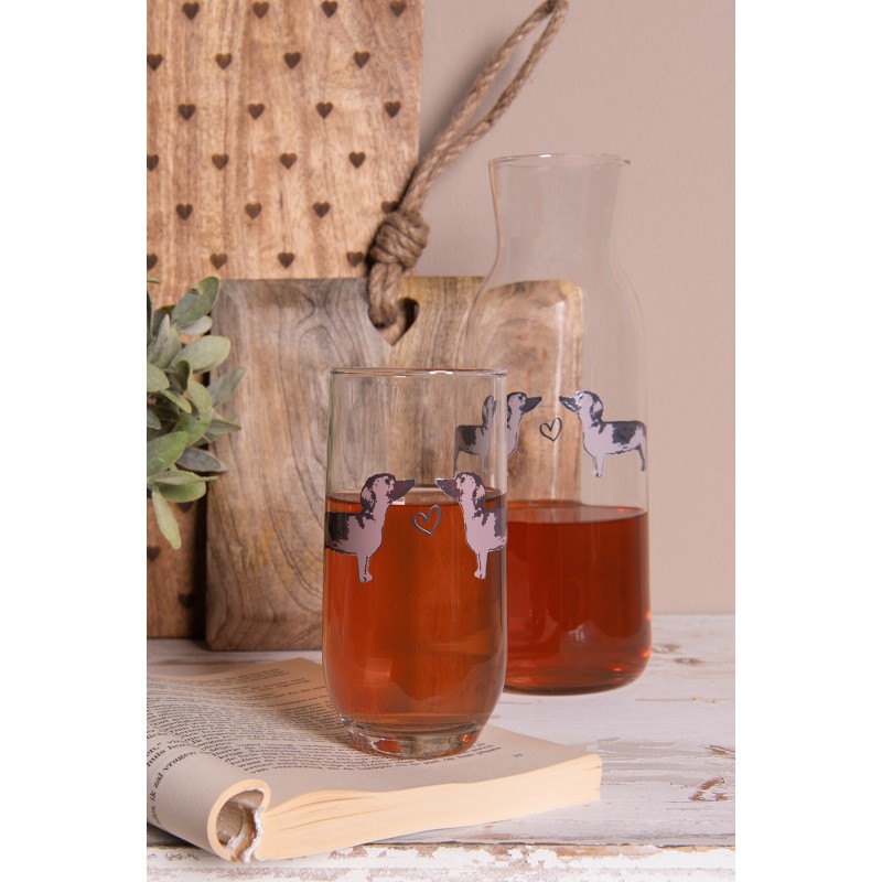 Clayre & Eef Carafe 1000 ml Transparent Glass Dachshund