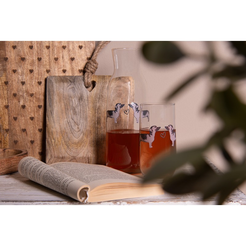 Clayre & Eef Carafe 1000 ml Transparent Glass Dachshund