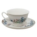 Clayre & Eef Cup and Saucer 250 ml Blue White Porcelain Flowers