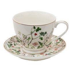 Clayre & Eef Cup and Saucer 200 ml Green Porcelain