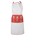 Clayre & Eef Kitchen Apron 70x85 cm White Red Cotton Nutcrackers