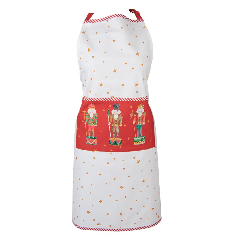 Clayre & Eef Kitchen Apron 70x85 cm White Red Cotton Nutcrackers