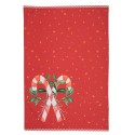 Clayre & Eef Tea Towel  50x70 cm Red Cotton Rectangle Candy Cane Christmas
