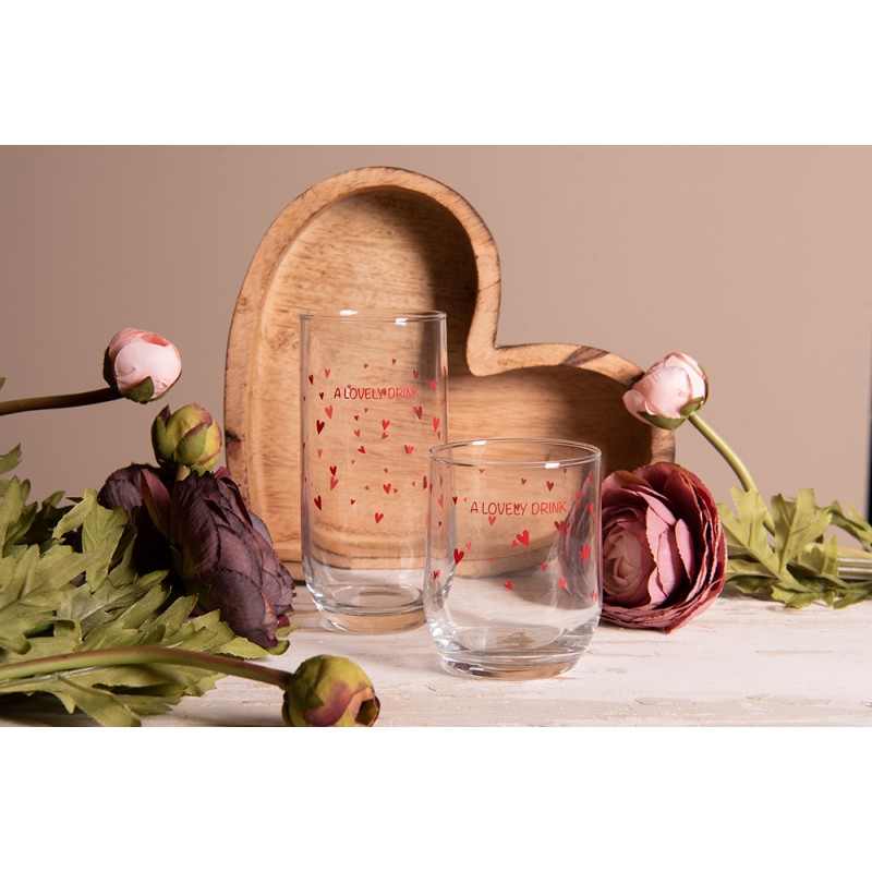 Clayre & Eef Water Glass 300 ml Glass Round Hearts A lovely drink