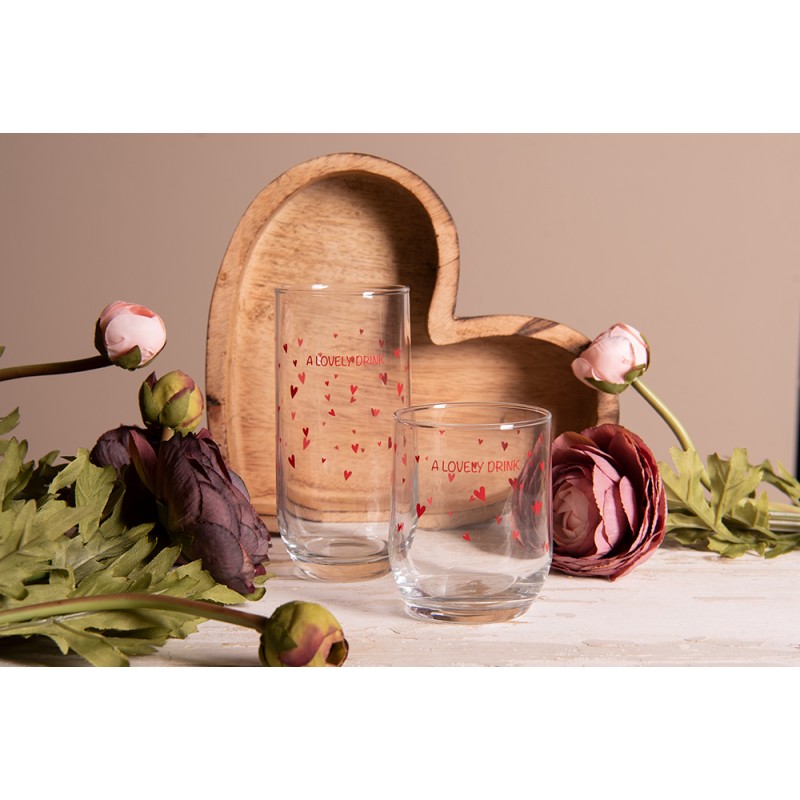 Clayre & Eef Waterglas  300 ml Glas Rond Harten A lovely drink