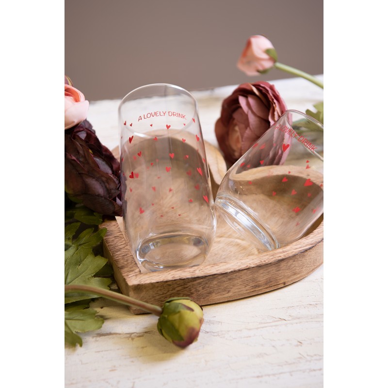Clayre & Eef Water Glass 280 ml Glass Hearts A lovely drink