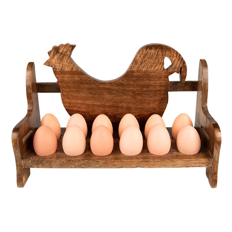 Clayre & Eef Egg Holder 32x13x19 cm Brown Wood Chicken