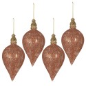 Clayre & Eef Christmas Bauble Set of 4 Ø 8 cm Pink Glass