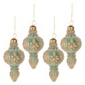 Clayre & Eef Christmas Bauble Set of 4 Ø 6 cm Copper colored Glass