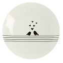 Clayre & Eef Dinner Plate Ø 26 cm White Black Porcelain Round Hearts Birds