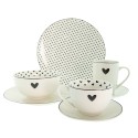 Clayre & Eef Soup Bowl 500 ml White Black Porcelain Hearts