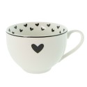 Clayre & Eef Cup and Saucer 220 ml White Black Porcelain Hearts