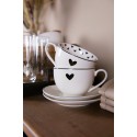 Clayre & Eef Cup and Saucer 220 ml White Black Porcelain Hearts
