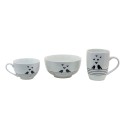 Clayre & Eef Cup and Saucer 220 ml White Black Porcelain Hearts Birds