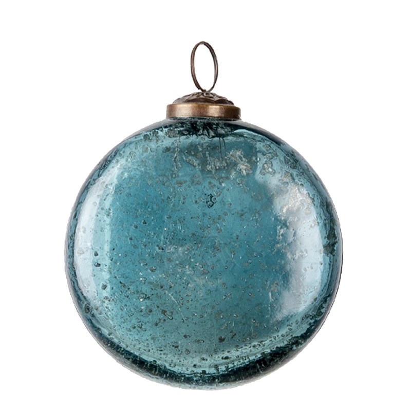 Clayre & Eef Kerstbal  Ø 10 cm Blauw Glas Rond