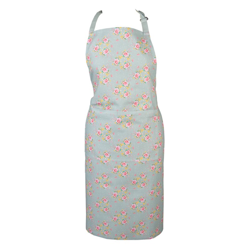 Clayre & Eef Kitchen Apron 70x85 cm Green Cotton Flowers