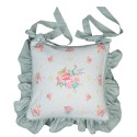 Clayre & Eef Chair Cushion Cover 40x40 cm Green Cotton Square Flowers