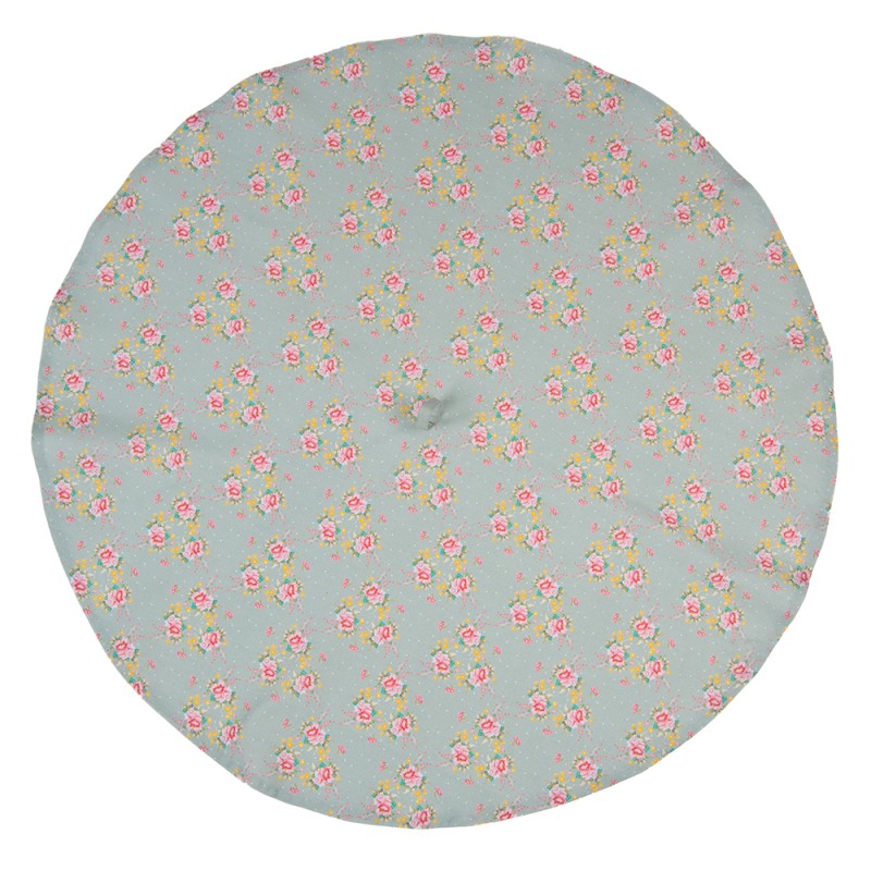 Clayre & Eef Torchon Ø 80 cm Vert Coton Rond Fleurs