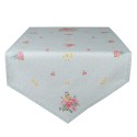 Clayre & Eef Table Runner 50x160 cm Green Cotton Flowers