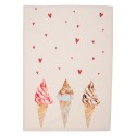 Clayre & Eef Tea Towel  50x70 cm Beige Pink Cotton Rectangle Ice Cream