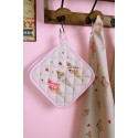 Clayre & Eef Pot Holder 20x20 cm Beige Pink Cotton Square Ice Cream