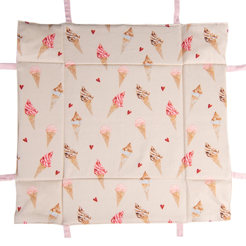 Clayre & Eef Cestino del pane 35x35x8 cm Beige Rosa  Cotone Quadrato Gelato