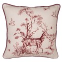 Clayre & Eef Cushion Cover 40x40 cm White Pink Cotton Square Reindeer