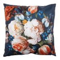 Clayre & Eef Coussin décoratif 45x45 cm Bleu Orange Polyester Fleurs