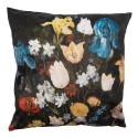 Clayre & Eef Kussenhoes  45x45 cm Zwart Polyester Bloemen