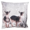 Clayre & Eef Cushion Cover 45x45 cm White Grey Polyester Deer