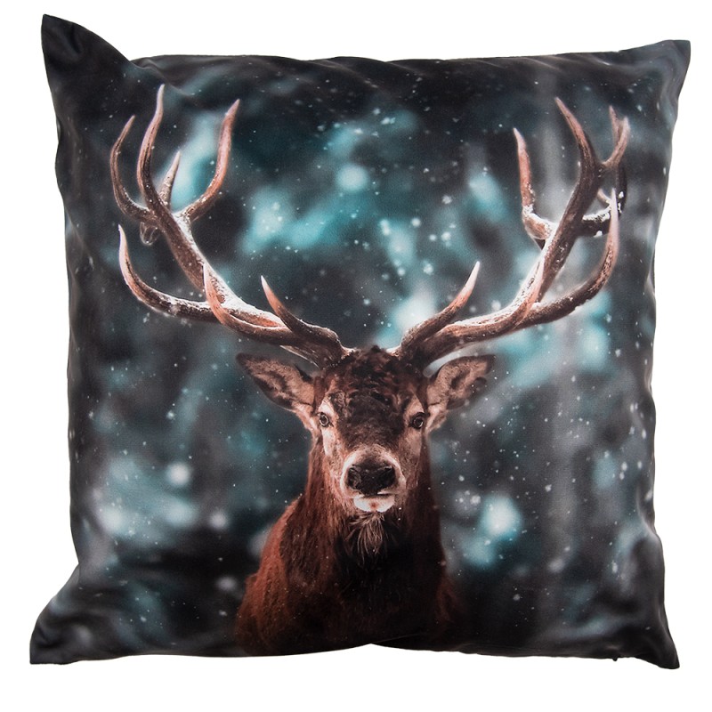 Clayre & Eef Cushion Cover 45x45 cm Green Brown Polyester Deer