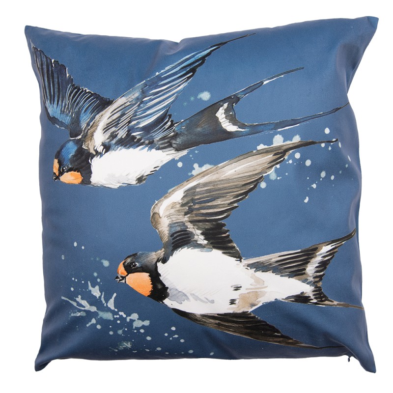 Clayre & Eef Cushion Cover 45x45 cm Blue White Polyester Birds