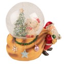 Clayre & Eef Sneeuwbol Kerstman 14x10x14 cm Bruin Rood Kunststof Glas