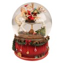 Clayre & Eef Snow Globe Santa Claus Ø 16x20 cm Red Green Polyresin