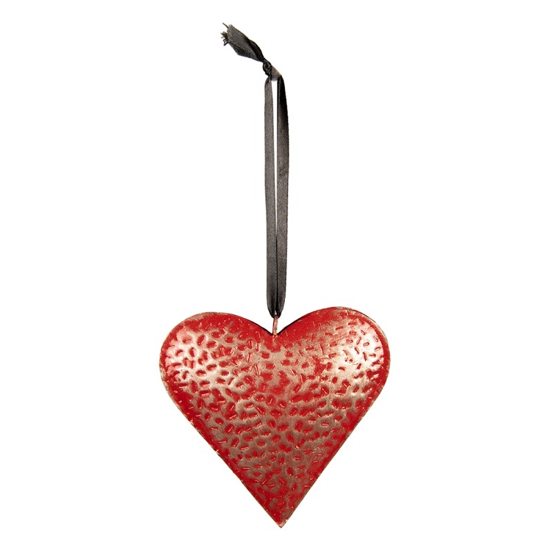 Clayre & Eef Decorative Pendant 20x20 cm Red Iron Heart-Shaped