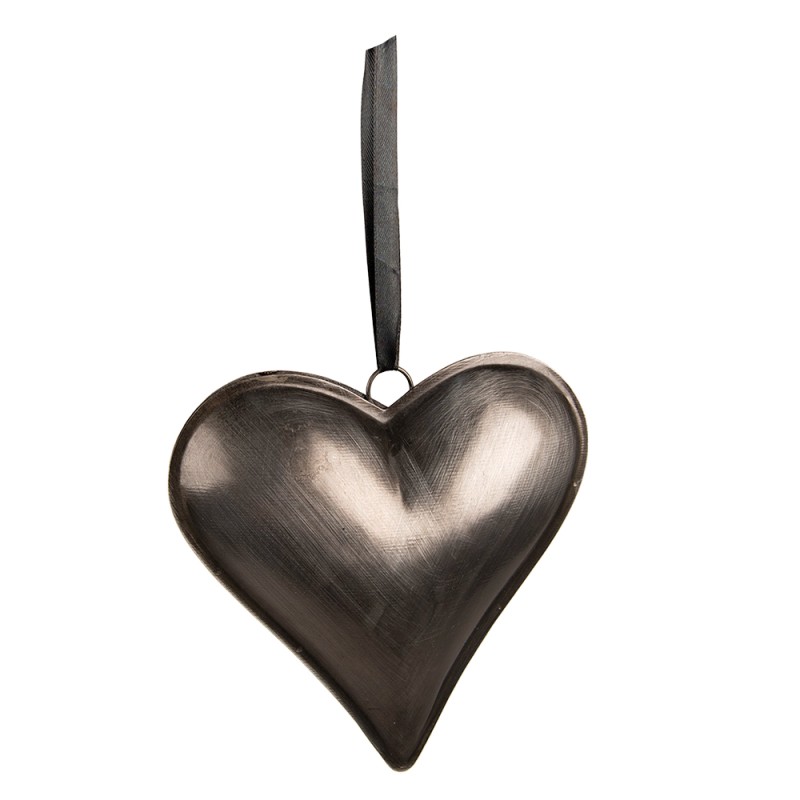 Clayre & Eef Decorative Pendant 16x16 cm Grey Iron Heart-Shaped