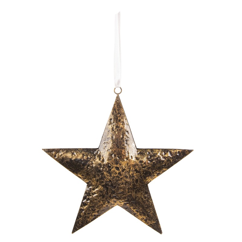 Clayre & Eef Decorative Pendant Star 25x25 cm Gold colored Iron
