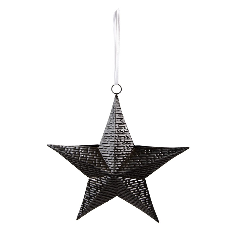 Clayre & Eef Decorative Pendant Star 25x27 cm Black Iron
