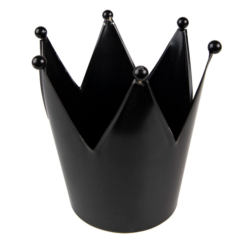 Clayre & Eef Porte-bougie Couronne Ø 13x14 cm Noir Fer