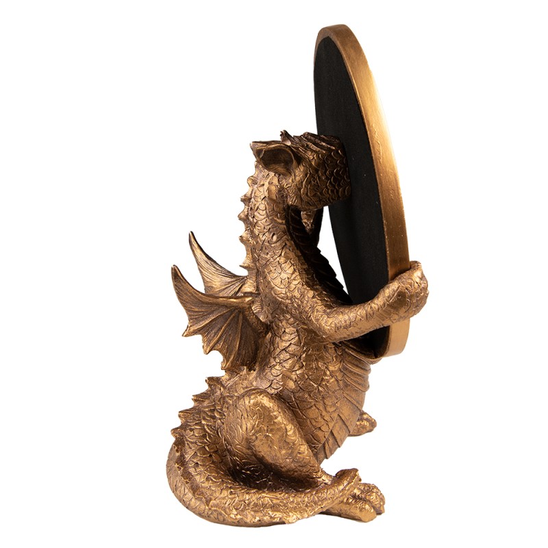 Clayre & Eef Standing Mirror Dragon 16x25 cm Gold colored Plastic Glass
