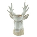 Clayre & Eef Tealight Holder Reindeer 18 cm Beige Brown Porcelain