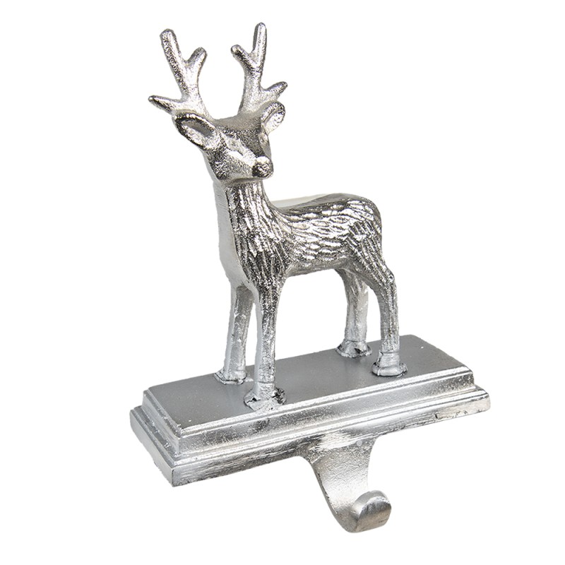 Clayre & Eef Haken für Weihnachtssocke Rentier 21 cm Silberfarbig Aluminium
